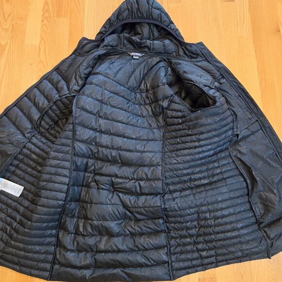 Eddie Bauer Womens Puffer Down Parka Coat 2XL Hooded Mid Length Jacket Black - Picture 10 of 13